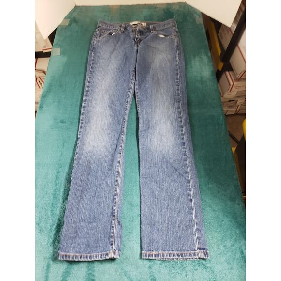Levis 505 Jeans Size 6 Long Womens Blue Stretch Pants Denim Mid Rise Straight - Picture 2 of 13